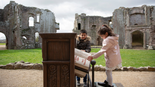 Two  young kids exploring Reglan Castle