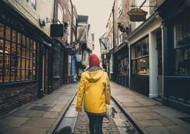 Girl Walking along The Shambles in York